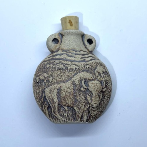 Ceramic Wild Buffalo Bottle Amulet Talisman